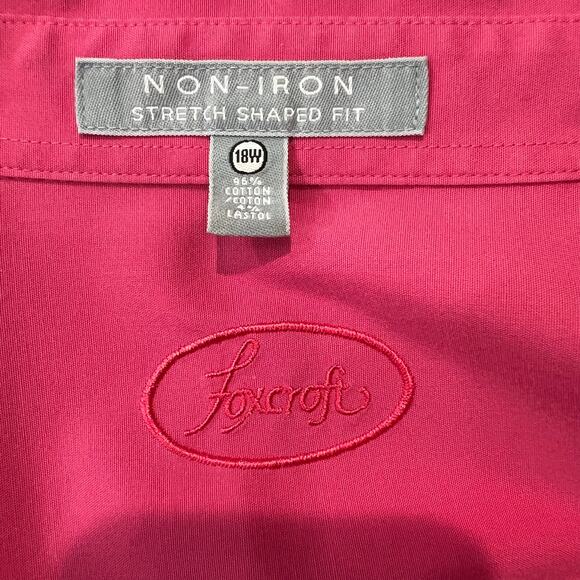 Foxcroft Non Iron Button Up Shaped Fit Top Women’s Size 18W Pink Stretch - Picture 4 of 10